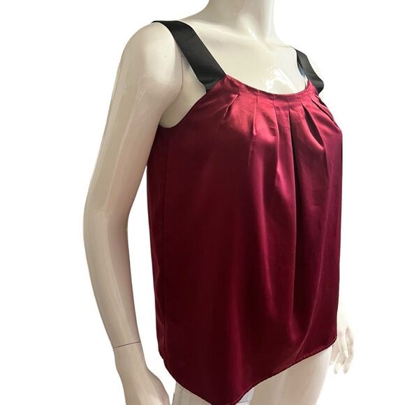 LOFT Elegant Burgundy Satin Cropped Top size XS - Picture 1 of 6
